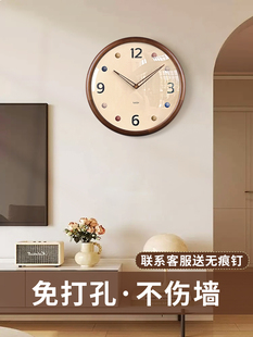 中古挂钟2025新款 家用客厅时钟表挂墙创意现代挂表静音高级感原木