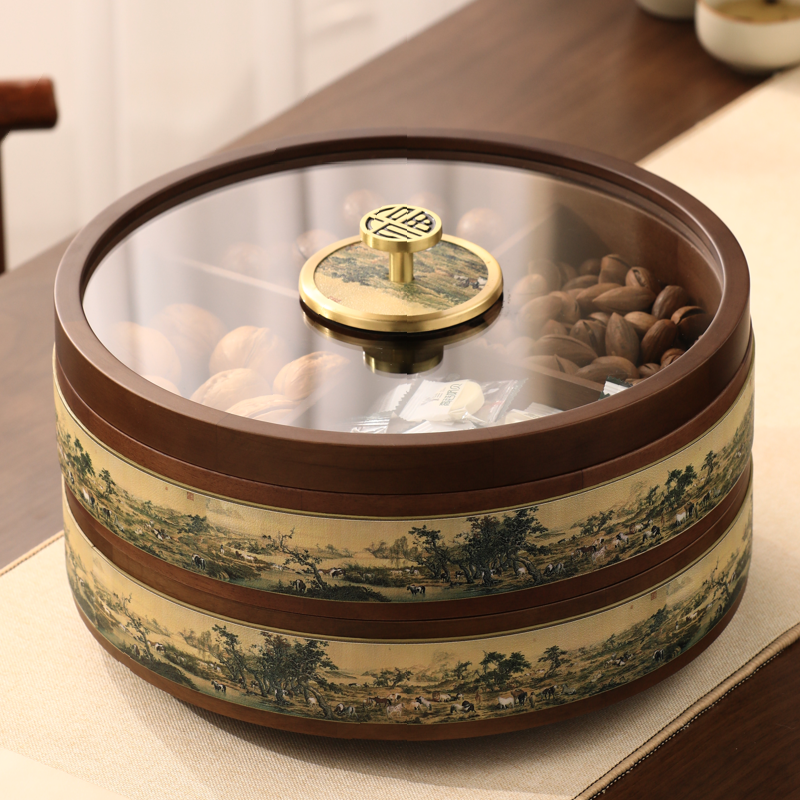 2025新款中式高颜值坚果糖果盒干果盘客厅茶几国风家用精致收纳