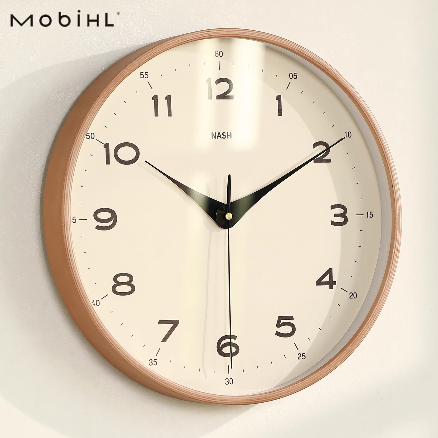 原木风挂钟客厅实木钟表简约大气