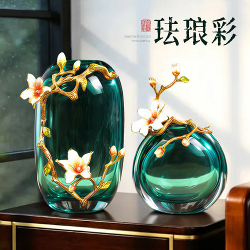 珐琅彩玻璃花瓶轻奢精致