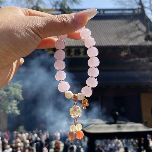 新款小清新半糖琉璃莲花手串女款手链时尚简约设计单圈绣球首饰