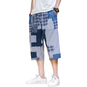 风夏季新款冰丝短裤男士七分裤宽松大码乞丐裤221-6-639-P30图片