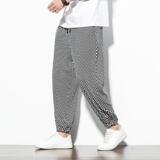 冰丝休闲裤男夏季薄款格子裤风宽松束脚哈伦裤XZ221-6-H76-45，男装休闲裤，星座221-6