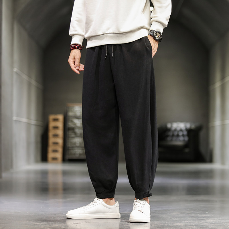 风新款九分裤男休闲裤新中式裤子宽松大码221-6-H25-P45,男装休闲裤,星座221-6
