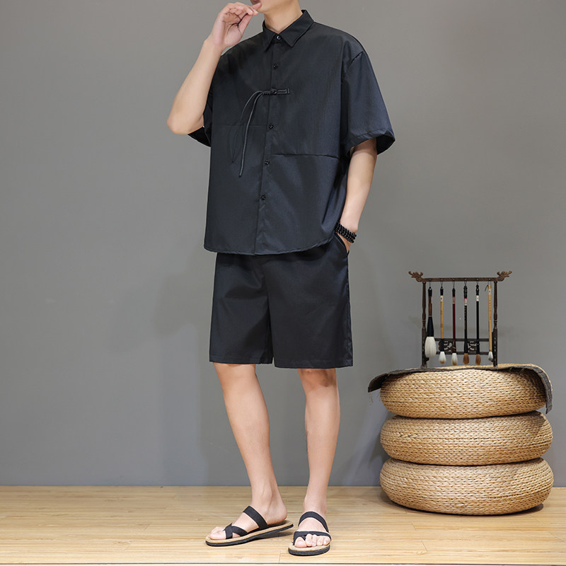 风夏季冰丝短套装短袖衬衫七分裤短裤XZ221-6-TZ16-P60,男装牛仔裤,星座221-6