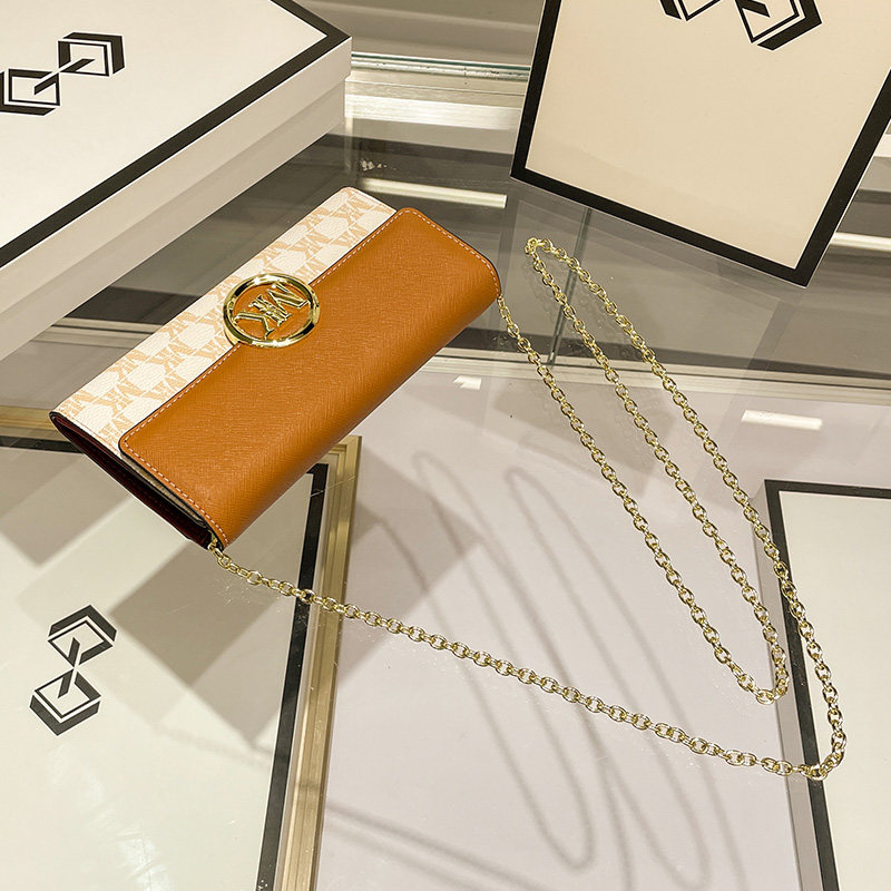 MK长款钱包包2021新款时尚小众设计单肩斜挎链条包信封包小包女夏