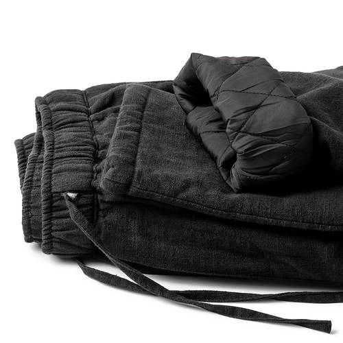 秋冬季新款卫裤男加绒加厚男士休闲亚麻长裤宽松直筒棉麻保暖裤子