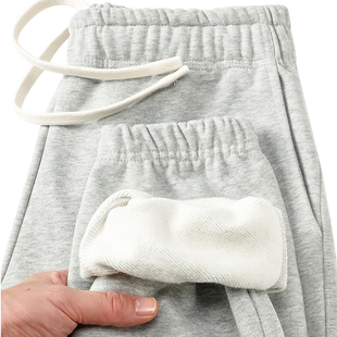 480克加绒加厚高克重卫裤男女同款冬季重磅休闲裤束脚宽松长裤子