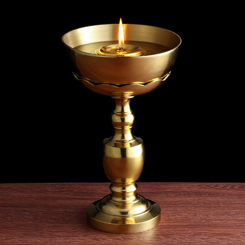 食用香油灯酥油灯灯盏供佛灯纯铜铜碗油灯长明灯复古液体佛前供灯