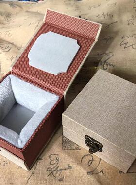 锦盒书法礼品瓷器盒子内衬泡棉高包铜扣复古麻布收纳收藏包顶通用