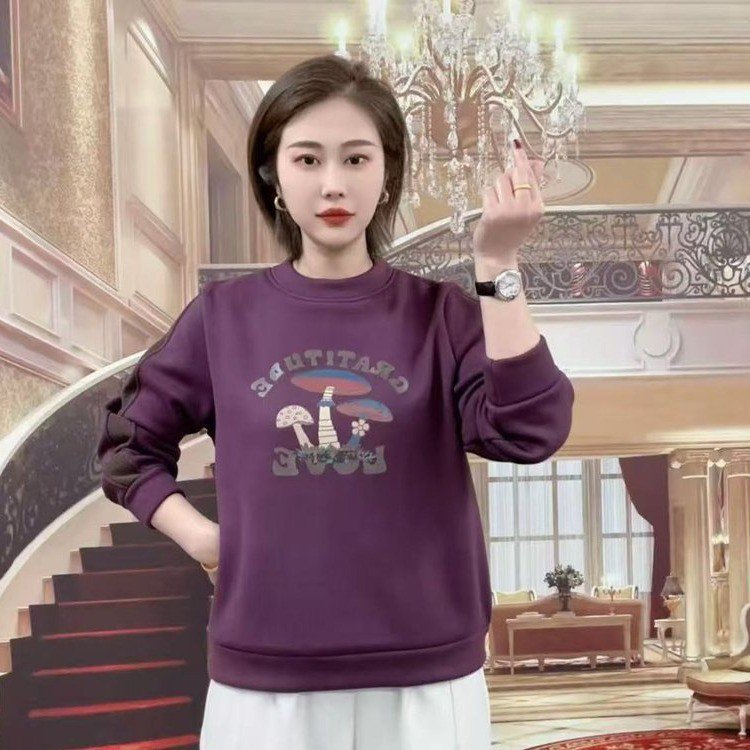 原版蘑菇桃花绒加绒加厚卫衣爆款大货已出2025冬季款上衣