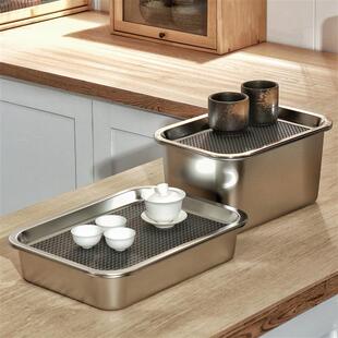 多功能创意茶盘沥水盘不锈钢家用小型沥储水式茶台功夫茶具干泡托