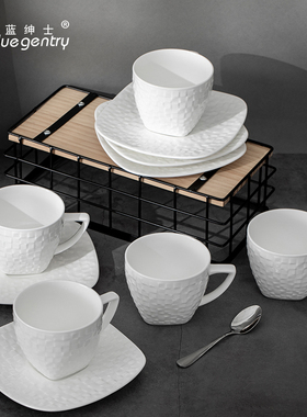 BLUE GENTRY咖啡杯碟套装陶瓷咖啡杯子欧式创意拿铁骨瓷水杯送礼