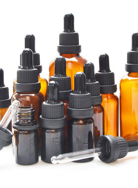 加厚精油调配瓶玻璃空瓶胶头滴管瓶分装瓶5ML-100ML大头防盗盖瓶