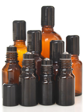 加厚避光精油滚珠瓶钢珠分装茶色走珠按摩空瓶子100ML便携高档