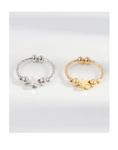 Five-pointed star rotatable anti-stress anxiety ring female