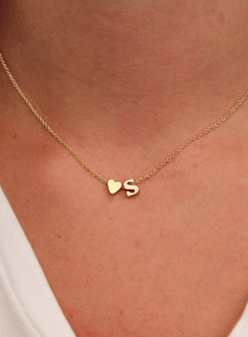 New Fashion Tiny Heart Dainty Initial Necklace Gold Silver