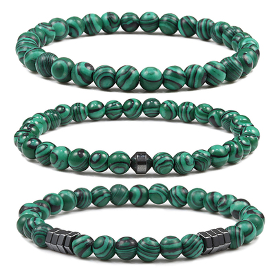 6mm Malachite Stone Bracelet Classic Natural Bead Men