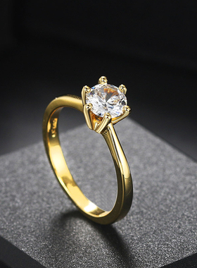 1 Carat Crystal Wedding Ring For Women Zirconia Gold Color