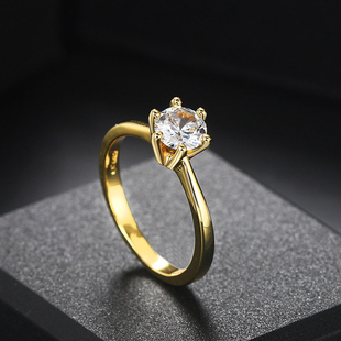 Wedding Ring Gold Carat Color Zirconia Crystal Women For
