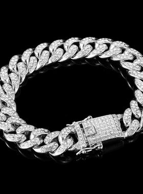 High-Quality 12MM Hip Hop Full Rhinestone Bling Iced Out