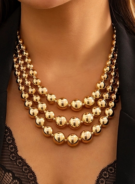 2023 Vintage Exaggerated Plastic Big Ball Choker Necklace