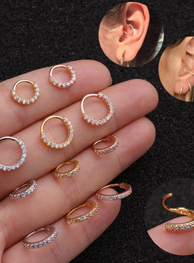 A pair 6/8/10mm Cz Nose Hoop Helix Cartilage Earring Daith