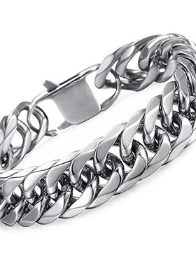 HNSP 8MM -14MM Wide Thick Stainless Steel Bracelet Homme