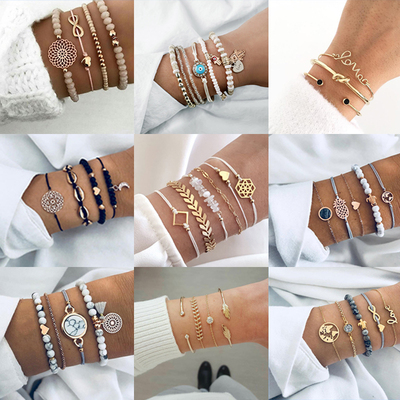 Tocona Bohemian Natural Stone Bead Bracelet Set for Women