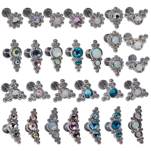 1PC G23 Titanium&Steel Opal Cluster Ear Tragus Helix