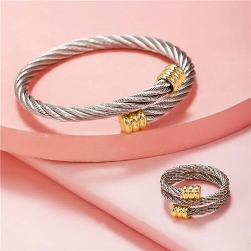 New Fashion Bangle Ring Set for Women Men Punk Stainless