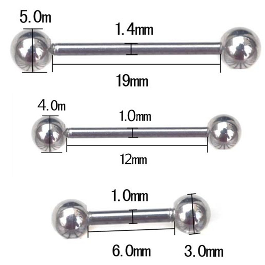 5 PC Steel Balls Industrial Scaffold Straight Barbell Ear