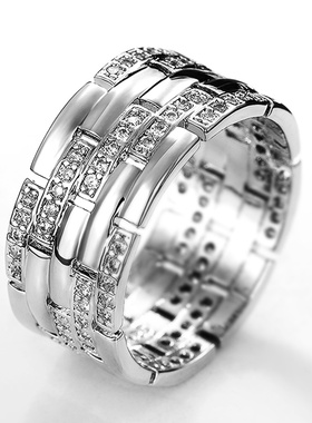 Luxury Silver Color Women/Men Finger Rings Shiny CZ