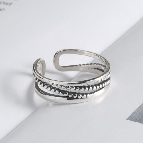 Vintage distressed S925 sterling silver twist ring personali