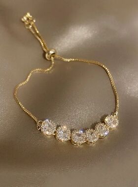 Sparkling Adjustable Zircon Bracelets For Women New Gold