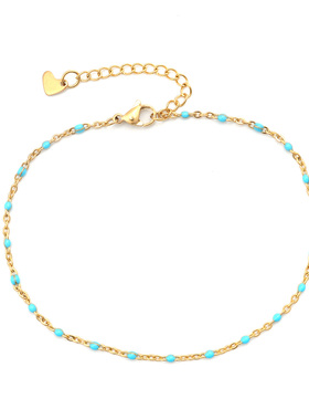2024New Stainless Steel Enamel Anklet Woman Gold Color Light