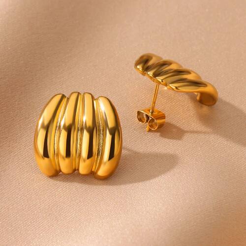 C Shape Earrings for Women Stainless Steel Gold Color