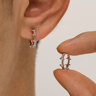 Punk Silver Color Thorns Hoops Earrings for Women Men Teens