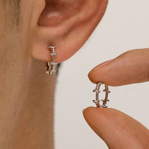 Punk Silver Color Thorns Hoops Earrings for Women Men Teens