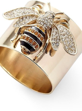 Exquisite Luxury Gold Colors Carved Bee Rings for Women