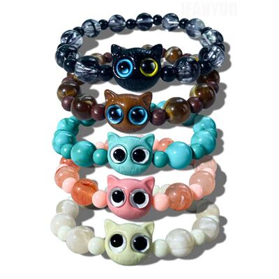 Fashion Beads Couple Bracelets For Women Men Charm Cat