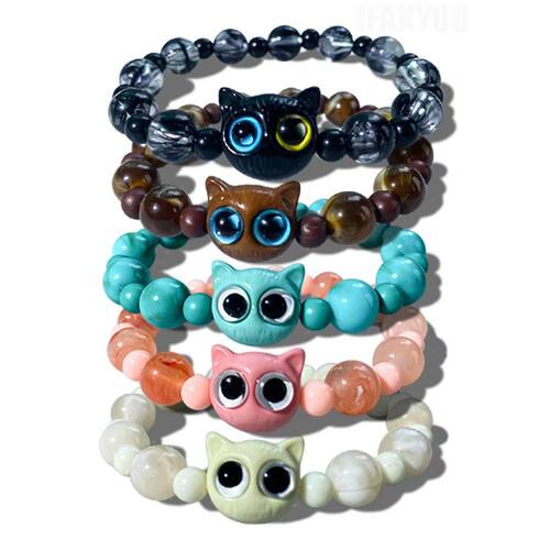 Fashion Beads Couple Bracelets For Women Men Charm Cat