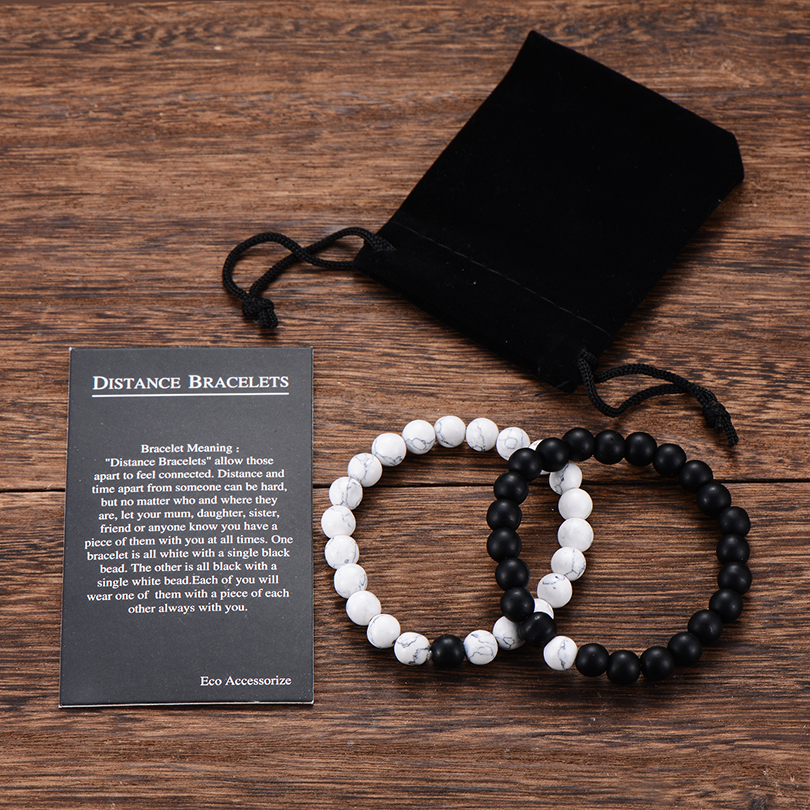 New 2Pcs/Set Couples Distance Bracelet Classic Natural Stone 饰品/流行首饰/时尚饰品新 手镯 原图主图