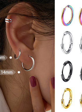 Unisex Hoop Earrings Gold Silver Color Colorful Black Rose