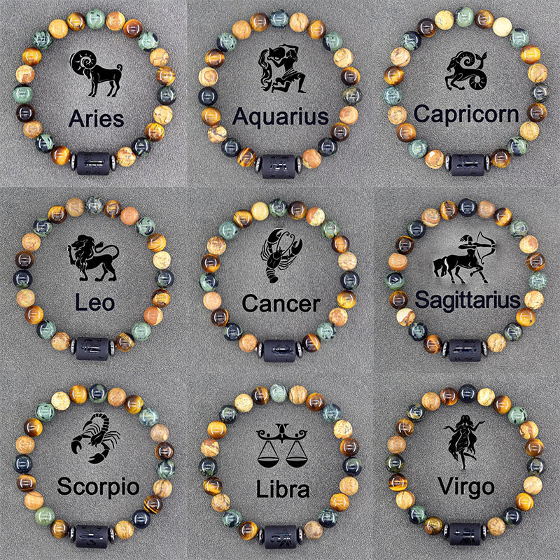 12 Zodiac Sign Bracelet Homme Constellation Bangles Men