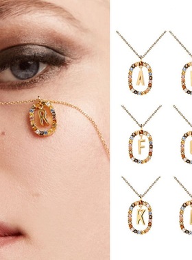 New 26 English Letter Pendant 925 Sterling Colored Zircon