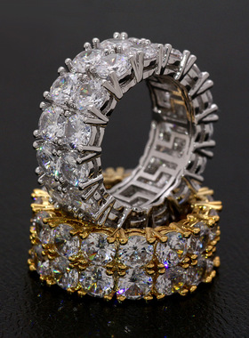 Bling Big Zircon Stone Gold Silver Color Hip Hop RIngs for