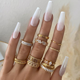 Handmade Eternity Promise Gold Crystal Ring AAA CZ Zirconia