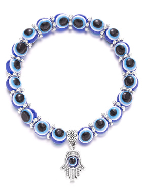 Classic Blue Evil Eyes Palm Butterfly Pendant Bracelet