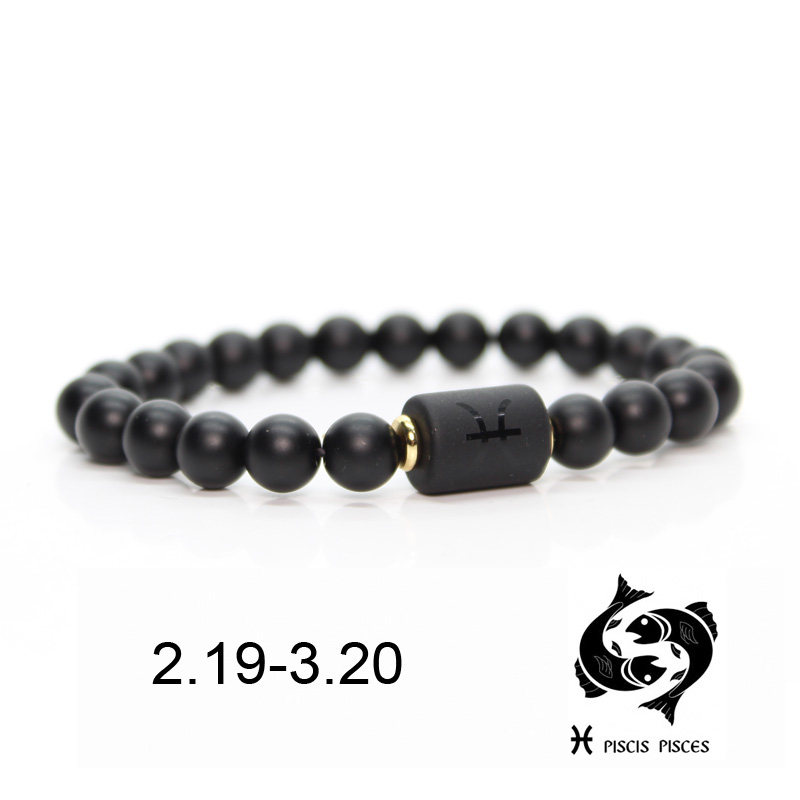 Black stone Beads 12 constellation couple Bracelet Men